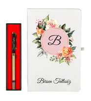 Kişiye Özel Hazırlanmış Beyaz Defter ve Roller Kalem