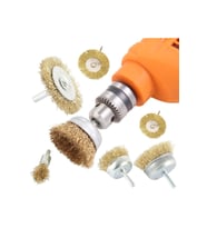 6 Parça Pimli Matkap Tel Fırça Seti (38mm+50mm+75mm+100mm) Dairesel +25mm Kalem+75mm Çanak