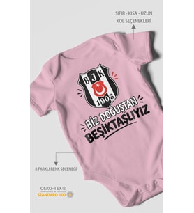 Biz Doğuştan Beşiktaşlıyız Kısa Kollu Bebek Body %100 Pamuk