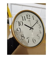 Modern İş-sat Duvar Saati 30 cm Altın Reçine Yuvarlak