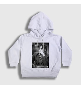 Presmono Unisex Çocuk Beyaz Hikaru Nakamura Büyükusta Satranç Kapüşonlu Sweatshirt 423589tt (Beyaz)