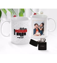 BK Gift Kişiye Özel Babalar Günü Hediyesi Fotoğraflı Kupa Bardak ve Benzinli Çakmak Seti-65 (Model 1)