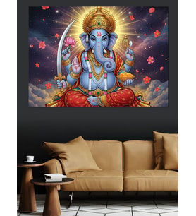 Hint Tanrısı Ganesha Dini Sanat Dekoratif Kanvas - Mdf Ahşap Tablo