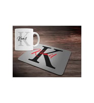 KİŞİYE ÖZEL K HARF BASKILI MOUSE PAD ve KUPA BARDAK SETİ