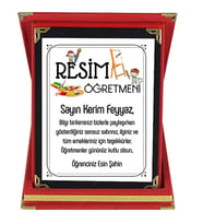 Resim Sınıf Öğretmenine Hediye İsim Baskılı Plaket - Öğretmenler Günü Hediyesi (Kırmızı)