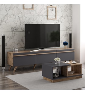 AMSTERDAM TV ÜNİTESİ CONCEPT ORTA SEHPA TAKIM ANTRASİT - ÇIRAĞAN