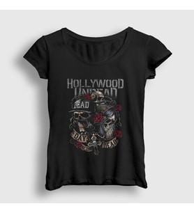 Presmono Kadın Siyah Dead Hollywood Undead T-Shirt 149598tt