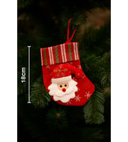 18 cm Kadife Yeşil Çizgili Noel Baba Desenli Yılbaşı Çorabı – Mini Ağaç ve Ev Dekor Süsü