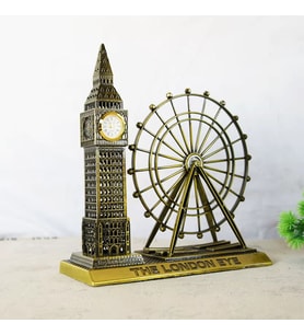 Vintage Metal İngiltere London Eye VE  Big Ben Biblo Antik Bronz 20 cm