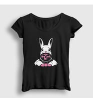 Presmono Kadın Siyah Pink Skeleton Rabbit İskelet Tavsan T-Shirt 424651tt