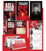 Asla Vazgeçme - Ayraç - Kartpostal - Poster - SS -  2026 Ajanda Kalpaklı - Ay Yıldız Duvar Takvimi - Masa Takvimi
