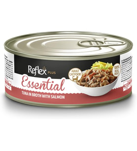 Plus Essential Et Suyu İçinde Ton Balığı ve Somonlu Yetişkin Kedi Konserve Maması 70 g