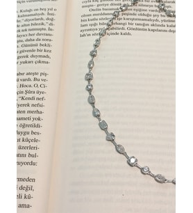 Taşlı İthal Choker Tasma Gümüş Kolye