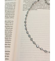 Taşlı İthal Choker Tasma Gümüş Kolye