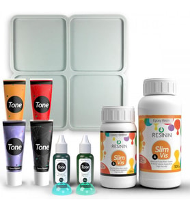 S01 Bardak Altlığı Epoksi Başlangıç Seti 1 Reçine Pigment Silikon Kalıp