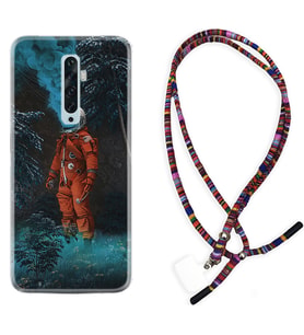 Oppo Reno 2Z 4 Lite 4 Pro 5 6 7 A31 Kılıf Boyun Asklı Rasta Silikon Astronot Smoke 1769