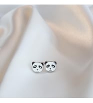 Panda Mine İşli Gümüş Çocuk Küpesi