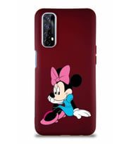 Realme 7 Soft Premier Kapak Minnie Mouse-E Tasarımlı Silikon Kılıf - Mürdüm (Şeffaf)