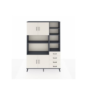 Arges Gardrop 9 Raflı 4 Çekmeceli 4 Kapaklı 132x30x195 Antrasit-Aytaşı