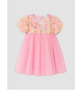 LCW Kids Pembe Çiçekli Kız Çocuk Tül Abiye Elbise