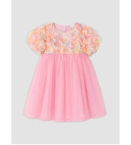 LCW Kids Pembe Çiçekli Kız Çocuk Tül Abiye Elbise