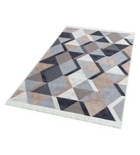 Makine Kaymaz Yıkanabilir Beyaz Geometrik Jüt Salon Mutfak Halısı Koridor Halısı Yolluk 10 beige bla