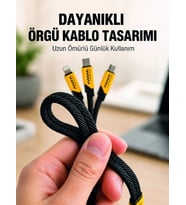 Usb 3'ü 1 Arada Şarj Kablosu 240w Pd Destekli Çoklu Şarj Kablosu