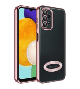 Galaxy A23 Kılıf Kamera Korumalı Logo Gösteren Zore Omega Kılıf (Rose)