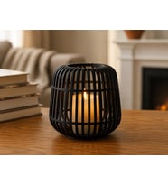 Northcity 3D Baskı Modern Kafes Tasarımlı Dekoratif Mumluk - Tealight Mumluk, Masaüstü Ev ve Ofis Dekoru-Siyah