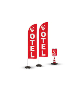Otel Temalı  2 Adet Yelken Bayrak,1 Adet Reklam Duba Paketi
