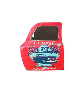 Dekoratif Classic Garage Temalı Kırmızı Araba Kapısı Ayna
