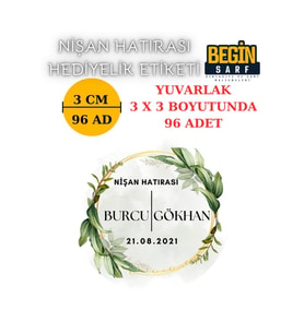 3 CM 4 CM 5 CM 6 CM NİŞAN HATIRASI ETİKETİ KENDİNDEN YAPIŞKANLI KİŞİYE ÖZEL YUVARLAK 015