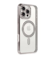 Apple İphone 16 Pro Kılıf Joke Simli Magneticsafe Kılıf - Pembe