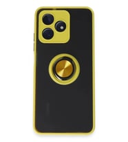 Durukar® Realme C53 Kılıf Montreal Yüzüklü Silikon Kapak - Sarı