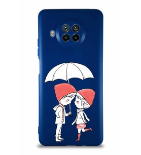 Xiaomi Mi 10T Lite Soft Premier Kapak Aşk Tasarımlı Silikon Kılıf - Lacivert (Şeffaf)