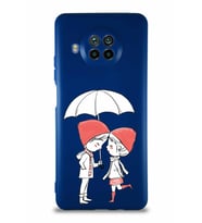Xiaomi Mi 10T Lite Soft Premier Kapak Aşk Tasarımlı Silikon Kılıf - Lacivert (Şeffaf)