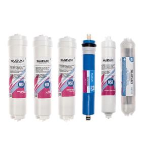 12 İnç Kapalı Kasa Su Arıtma Cihazı Tam Set (6 Filtre) Detoks Filtre (Beyaz - Antrasit)