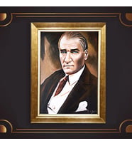 Altın Varaklı Çerçeveli Paspartulu Atatürk Tablo DC0835 (Gold)