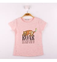Toontoy Kız Çocuk Leopar Baskılı Pullu Tişört (Pembe)