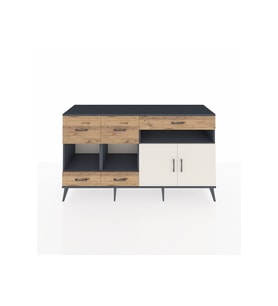 Kronos Konsol 4 Raflı 5 Çekmeceli 2 Kapaklı 176x59x99 Antrasit-Aytaşı/Çam