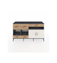 Kronos Konsol 4 Raflı 5 Çekmeceli 2 Kapaklı 176x59x99 Antrasit-Aytaşı/Çam