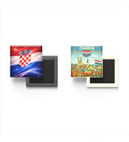 Buzdolap Magnetleri - Hırvatistan Bayrağı ve Zagreb Retro Tema - 2'li Set Magneti