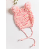 Ponponlu Kız/Erkek Bebek Bere (Pembe)