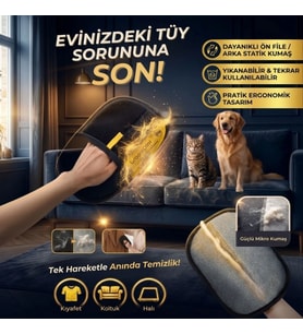 Büyük Boy Evcil Hayvan Tüy Alma Eldiveni, Geliştirilmiş Elektrostatik Tüy Toplayıcı Kedi Köpek Bakım ve Temizlik Eldiveni (5343)