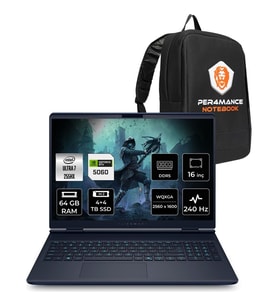 Dell Alienware 16X Aurora Core Ultra 7 255HX RTX 5060 8GB Gaming Laptop 64GB RAM 4TB SSD 16" QHD+ FreeDOS + Per4 Çanta AC16251CU732156WP342