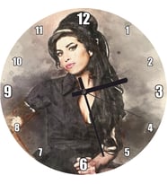 Cakatablo Amy Winehouse Suluboya Efekt Portre Duvar Saati