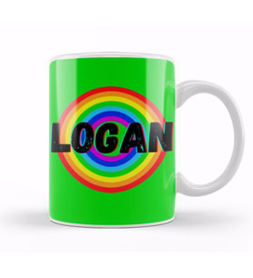 Logan Name personalized Custom Vintage Retro Rainbow Design Gift Baby Gift For Him Kupa Bardak Porselen