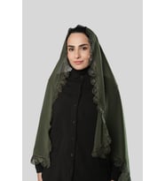 Haki Namaz Başörtüsü Şal Şifon Güpürlü 202106_09