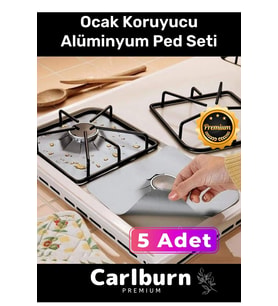 Premium Seri Yağ Kir Koruyucu İz Bırakmaz Kolay Temizlenir Ocak Koruyucu Alüminyum Ped Seti 5 Adet