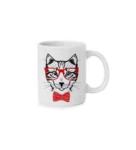 Akıllı Kedi Baskılı Kupa Bardak